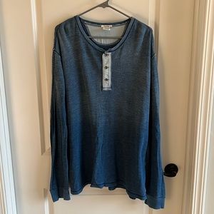 Lucky Brand True Indigo Blue Gradient Henley Top.